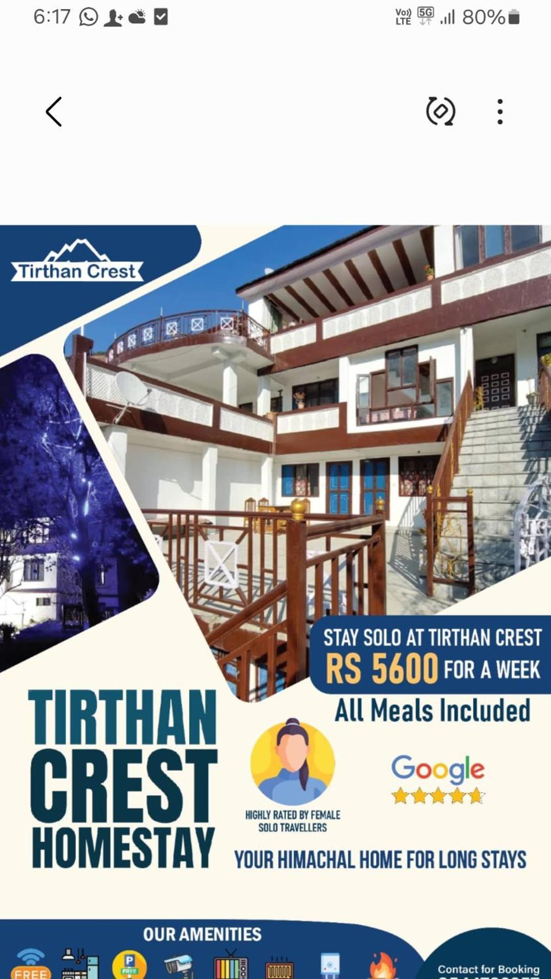 Tirthan Crest Homestay Banjār Esterno foto